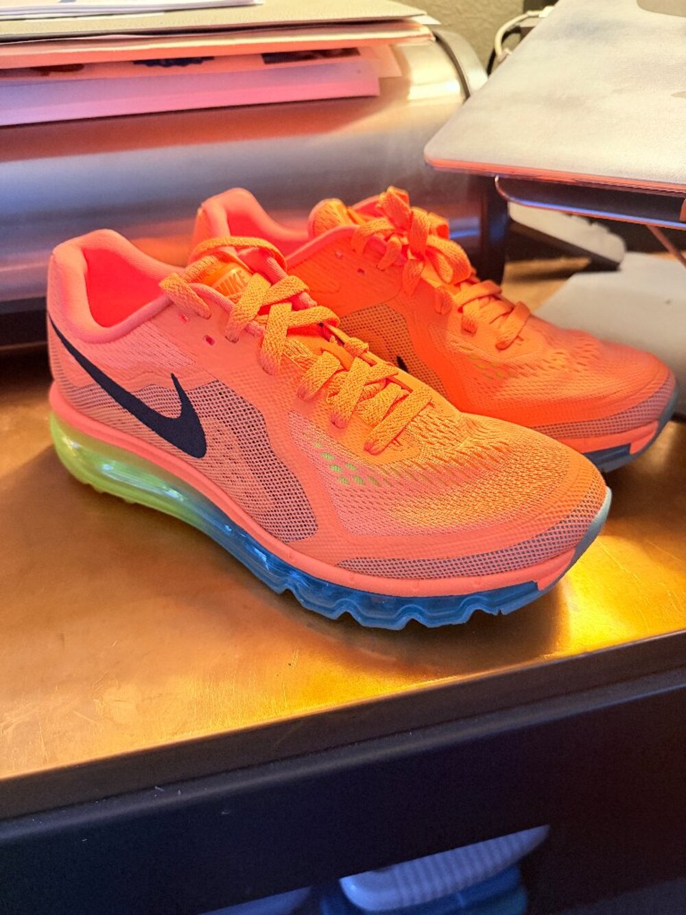 Nike Air Max 2014 Atomic Orange Volt Light Blue Ombre Womens Sz 8 [621078-804] - Picture 8 of 8